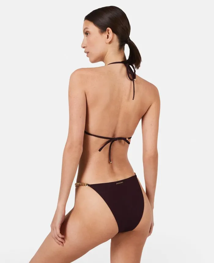 Women Swimwear Stella McCartney Falabella Chain Triangle Bikini Top Burgundy