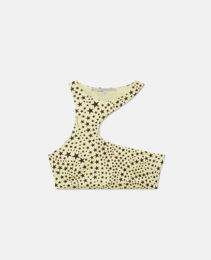 Women Swimwear Stella McCartney Star Print CutOut Halterneck Bikini Top Lemonburgundy