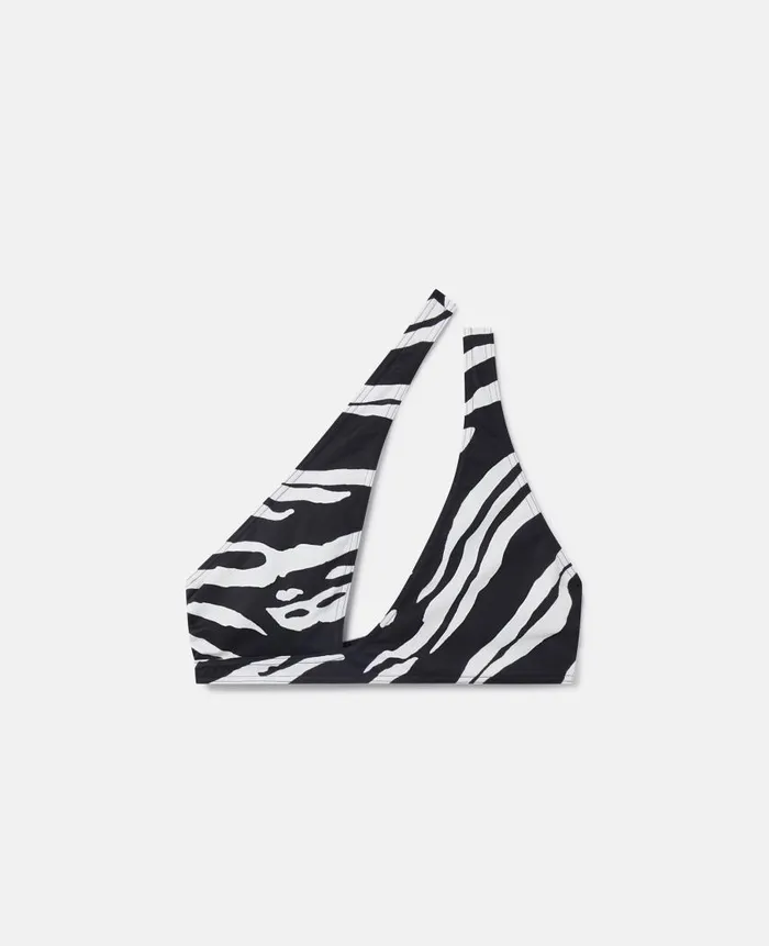 Women Swimwear Stella McCartney Zebra Print CutOut Bikini Top Camelblack