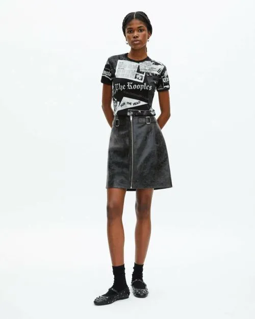 Women Tshirts The Kooples TShirt With Black And White Screen Printing Black Washed Women Tshirts The Kooples TShirt With Black And White Screen Printing Black Washed