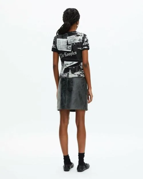 Women Tshirts The Kooples TShirt With Black And White Screen Printing Black Washed