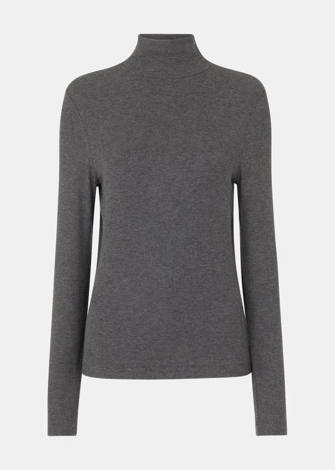Women TShirts Whistles Dark Grey Essential Ribbed Polo