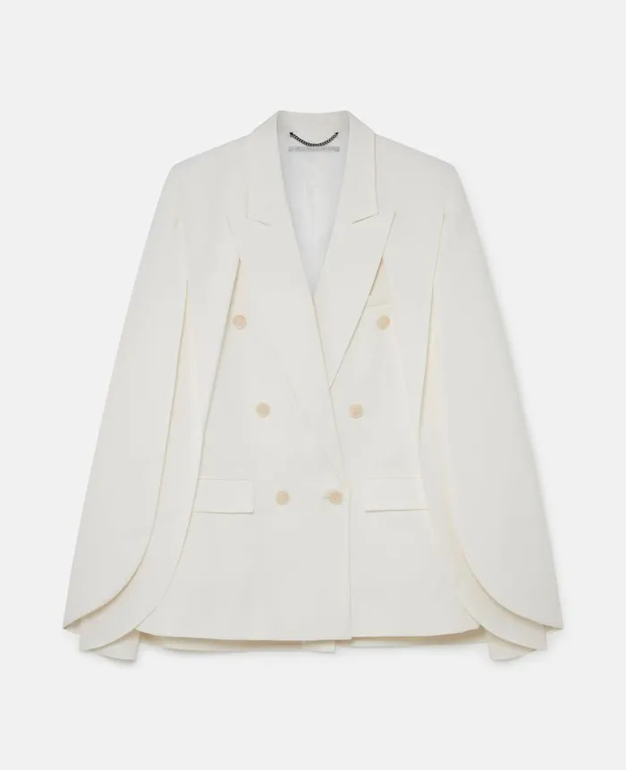 Women Tailoring Stella McCartney Double Breasted CapeSleeve Wool Blazer Cream White Women Tailoring Stella McCartney Double Breasted CapeSleeve Wool Blazer Cream White