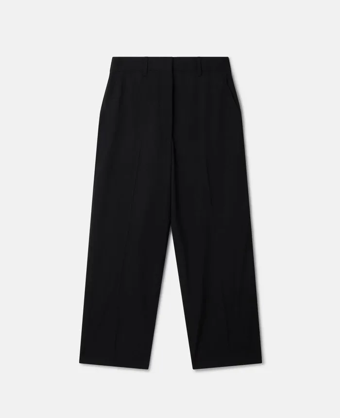 Women Tailoring Stella McCartney Wool Cropped Tailored Trousers Black
