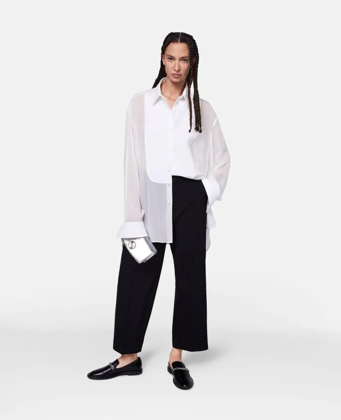Women Tailoring Stella McCartney Wool Cropped Tailored Trousers Black