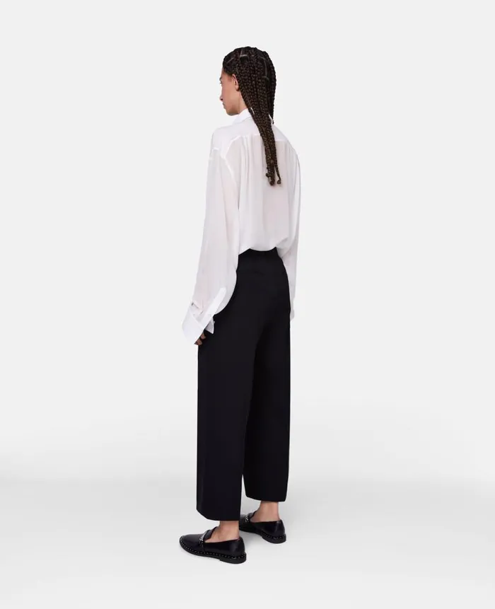 Women Tailoring Stella McCartney Wool Cropped Tailored Trousers Black