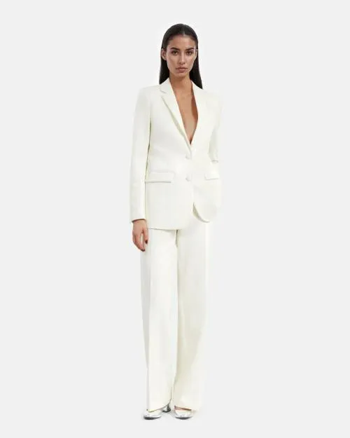 Women Tailoring The Kooples Ecru Crepe Suit Jacket Straight Cut Ecru