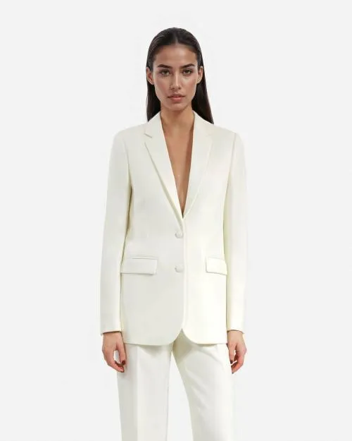 Women Tailoring The Kooples Ecru Crepe Suit Jacket Straight Cut Ecru