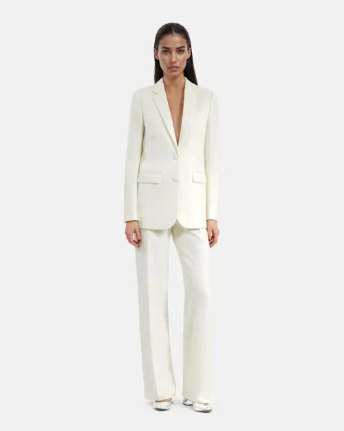 Women Tailoring The Kooples Ecru Crepe Suit Jacket Straight Cut Ecru