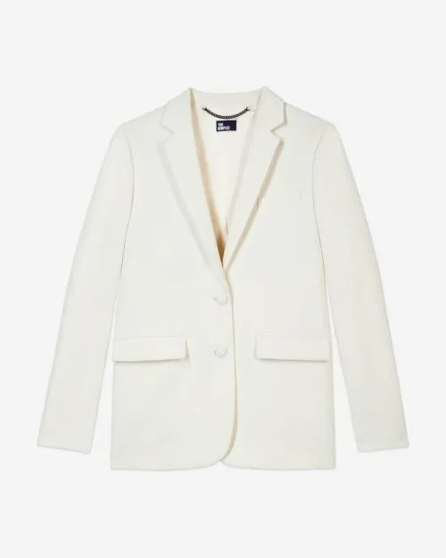 Women Tailoring The Kooples Ecru Crepe Suit Jacket Straight Cut Ecru