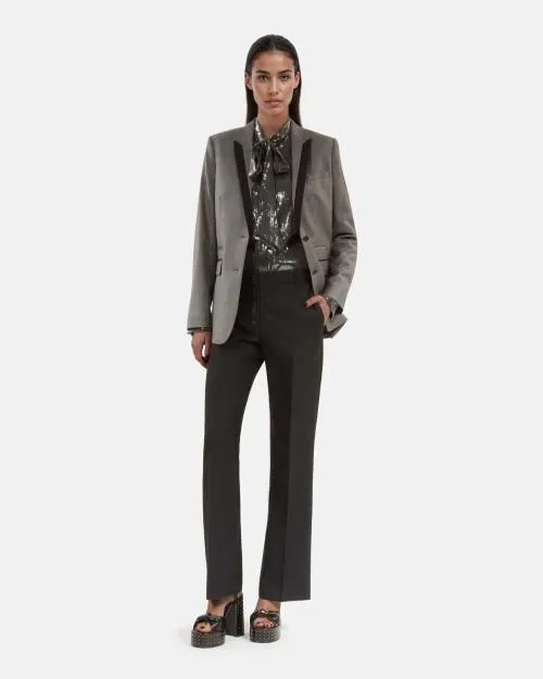Women Tailoring The Kooples Gray StraightCut Suit Jacket Dark Grey