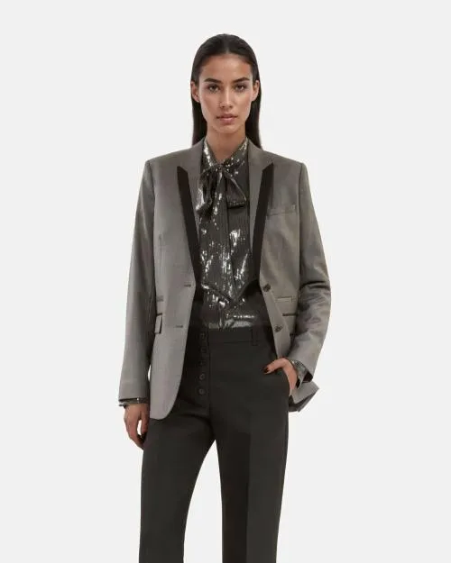Women Tailoring The Kooples Gray StraightCut Suit Jacket Dark Grey