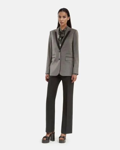 Women Tailoring The Kooples Gray StraightCut Suit Jacket Dark Grey