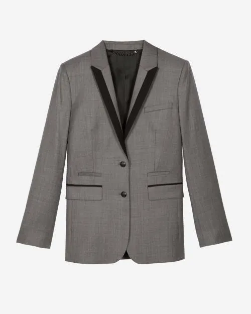 Women Tailoring The Kooples Gray StraightCut Suit Jacket Dark Grey