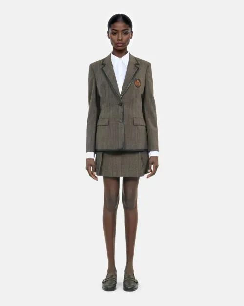 Women Tailoring The Kooples Prince Of Wales Brown Jacket Brown