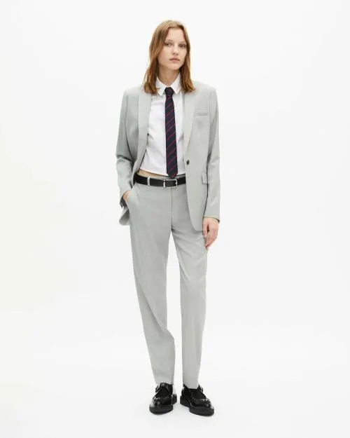 Women Tailoring The Kooples Single Breasted Gray Suit Jacket Beige