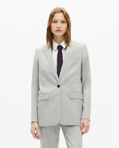 Women Tailoring The Kooples Single Breasted Gray Suit Jacket Beige