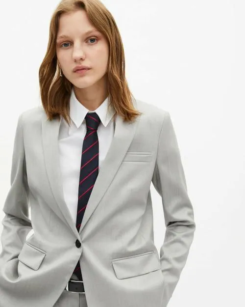 Women Tailoring The Kooples Single Breasted Gray Suit Jacket Beige