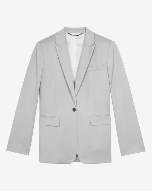 Women Tailoring The Kooples Single Breasted Gray Suit Jacket Beige