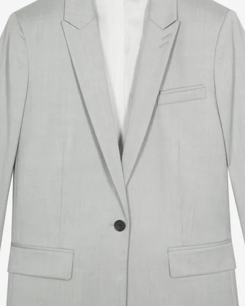 Women Tailoring The Kooples Single Breasted Gray Suit Jacket Beige