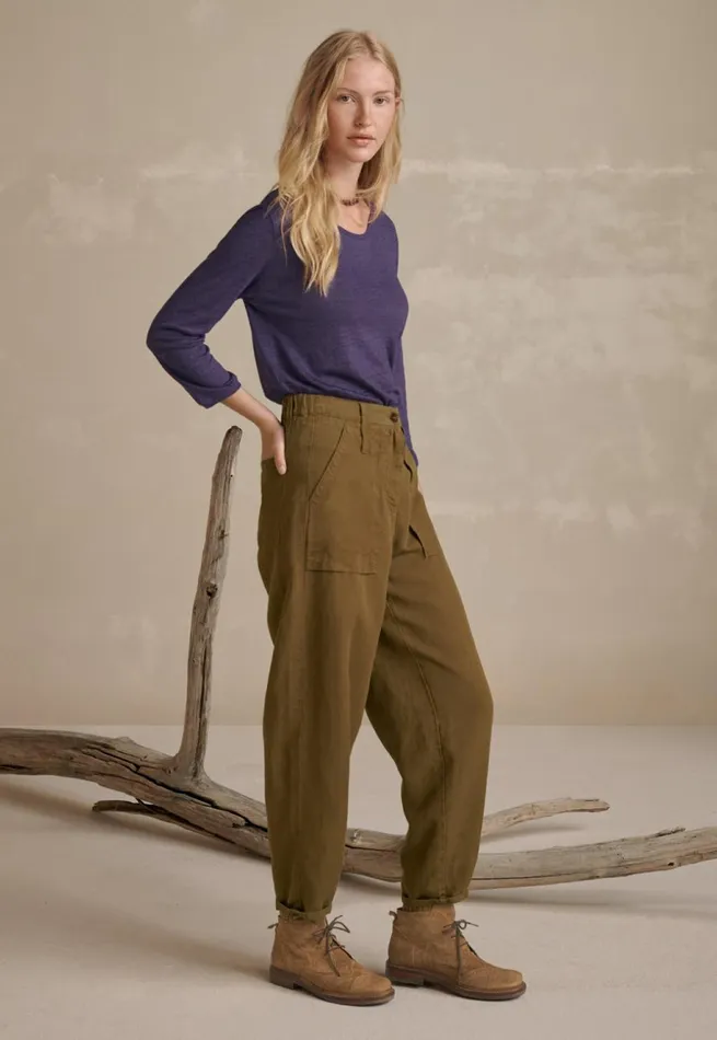 Women Tapered Leg Trousers Gold Brown Poetry Fashion Trousers and Shorts