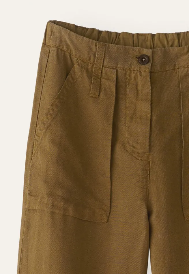 Women Tapered Leg Trousers Gold Brown Poetry Fashion Trousers and Shorts