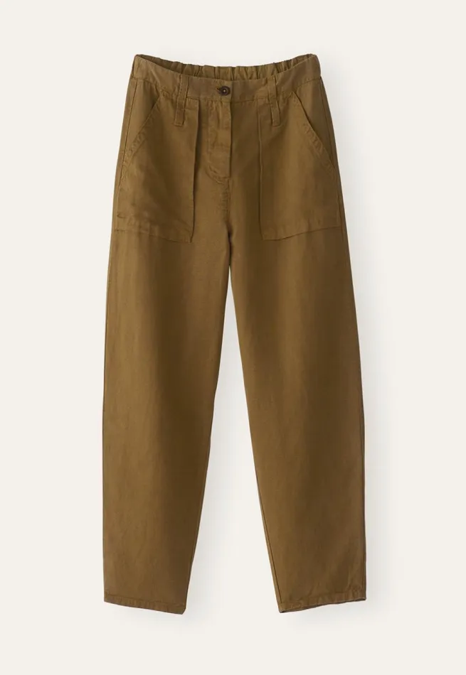 Women Tapered Leg Trousers Gold Brown Poetry Fashion Trousers and Shorts
