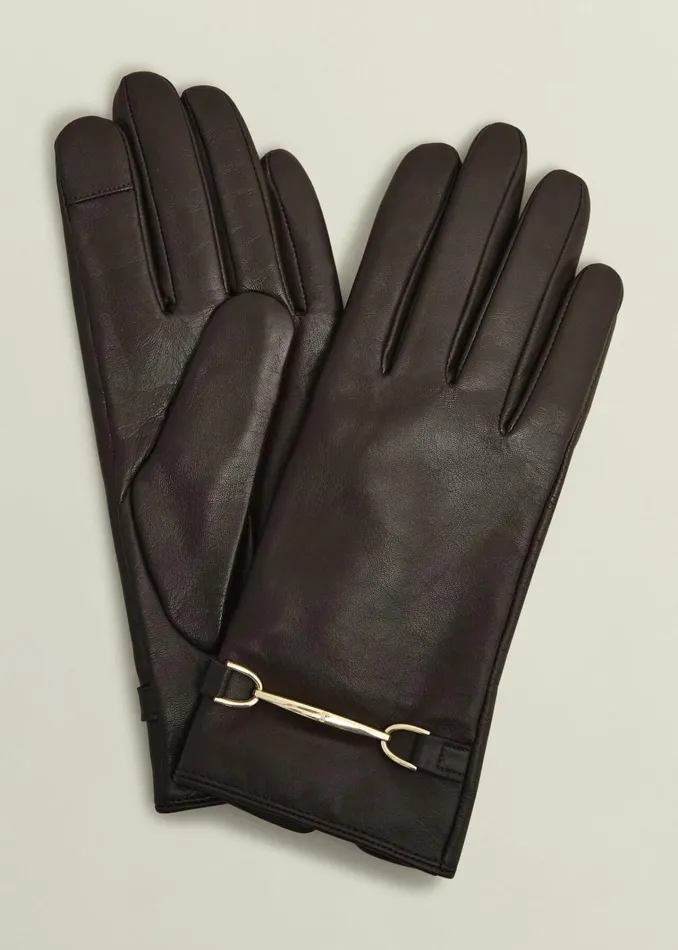 Women Tara Leather Gloves Chocolate Brown Hobbs Gloves