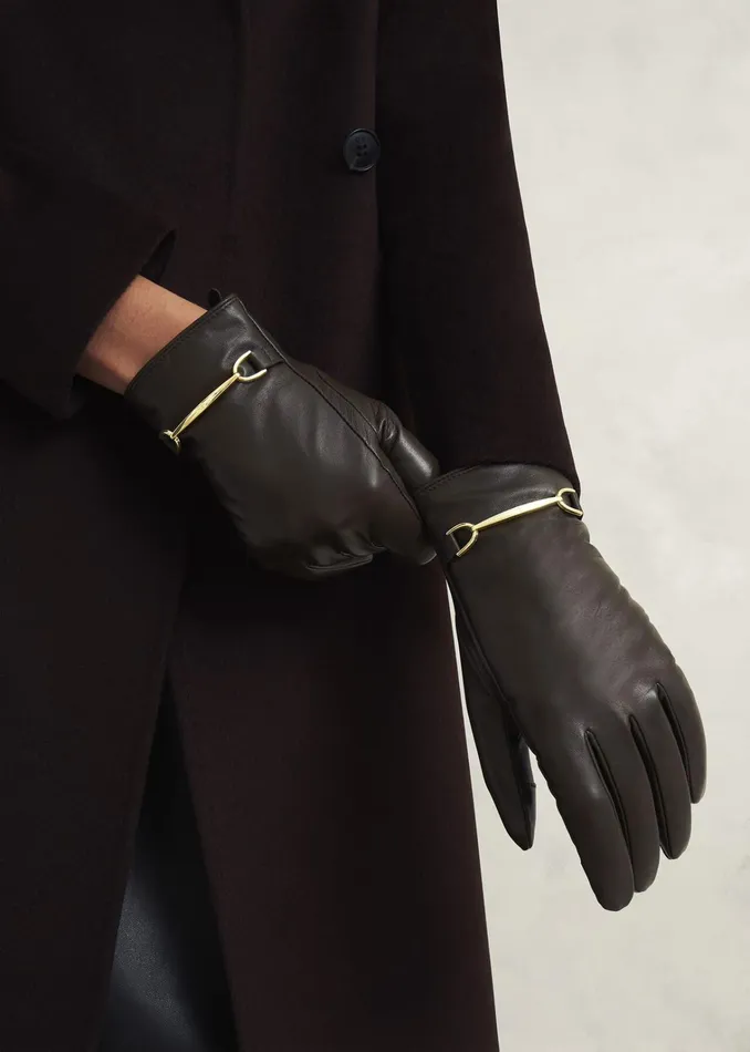 Women Tara Leather Gloves Chocolate Brown Hobbs Gloves