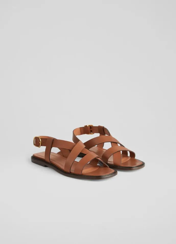 Women Telma Brown Leather Flat Sandals Chocolate LKBennett Flats Women Telma Brown Leather Flat Sandals Chocolate LKBennett Flats
