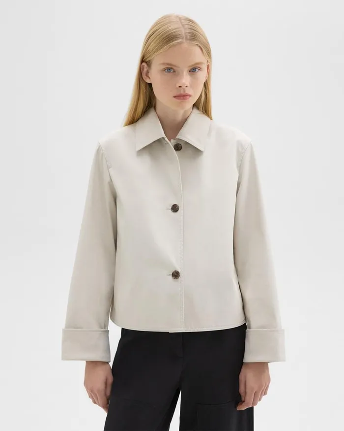 Women Theory Blazers Jackets Cuffed Oversize Jacket In CottonBlend Sand