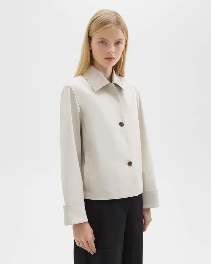 Women Theory Blazers Jackets Cuffed Oversize Jacket In CottonBlend Sand