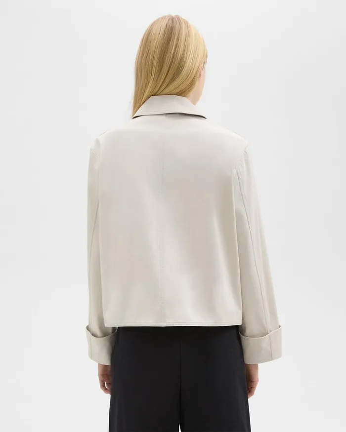 Women Theory Blazers Jackets Cuffed Oversize Jacket In CottonBlend Sand