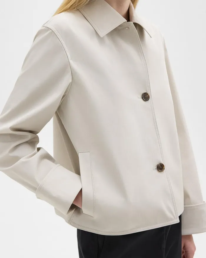Women Theory Blazers Jackets Cuffed Oversize Jacket In CottonBlend Sand