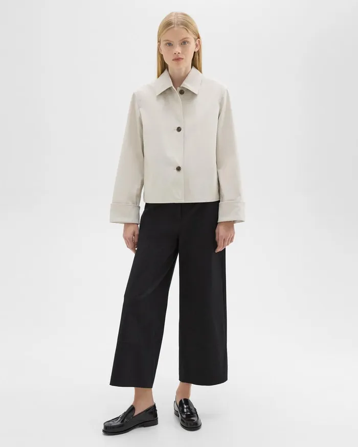 Women Theory Blazers Jackets Cuffed Oversize Jacket In CottonBlend Sand