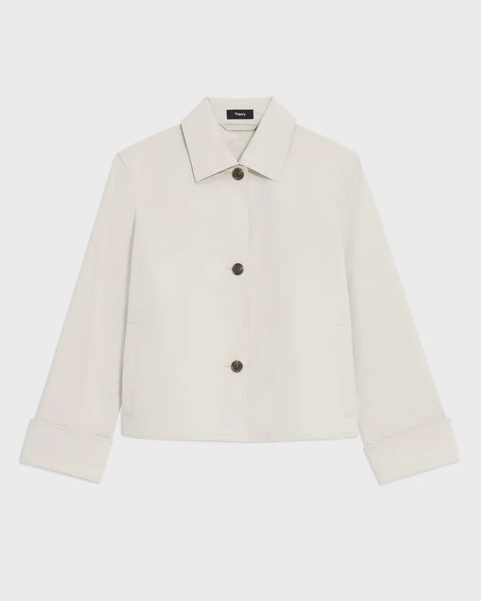 Women Theory Blazers Jackets Cuffed Oversize Jacket In CottonBlend Sand