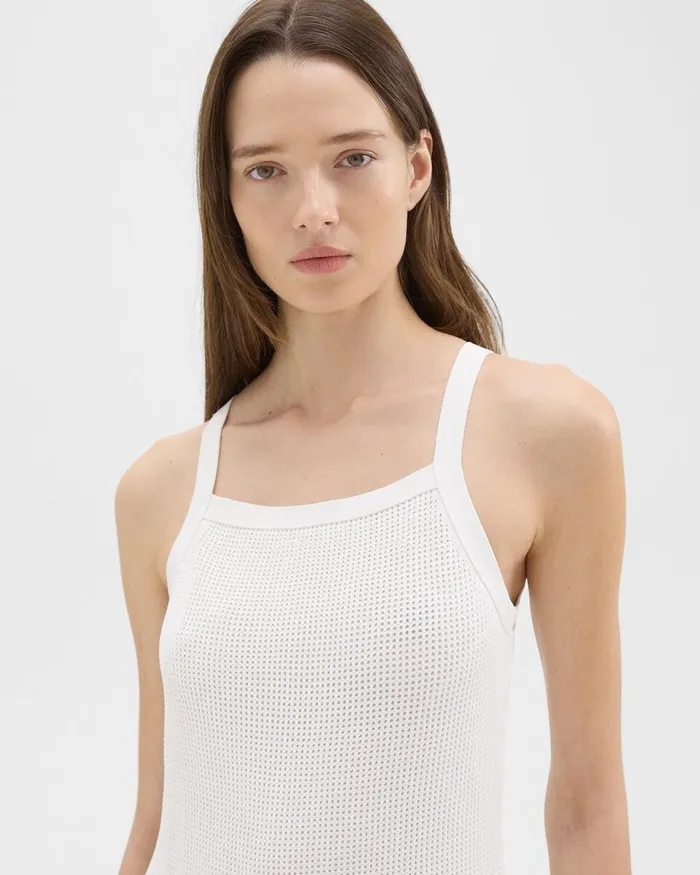 Women Theory Dresses Pointelle Midi Dress In Crepe Knit White