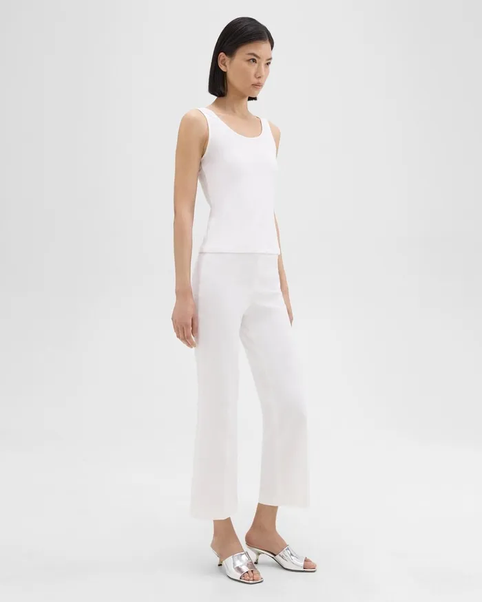 Women Theory Pants Cropped Kick Pant In Stretch CottonBlend White