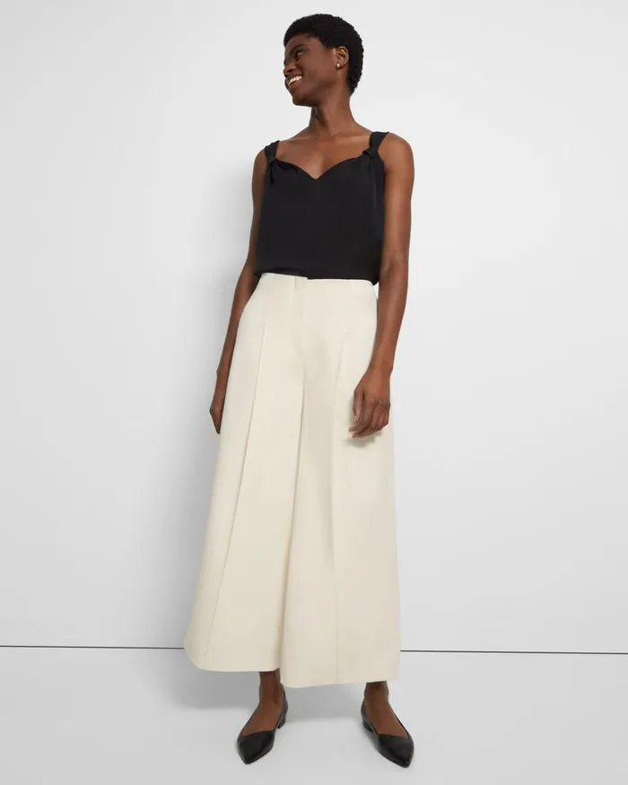Women Theory Pants Pleated WideLeg Pant In Admiral Crepe Rice