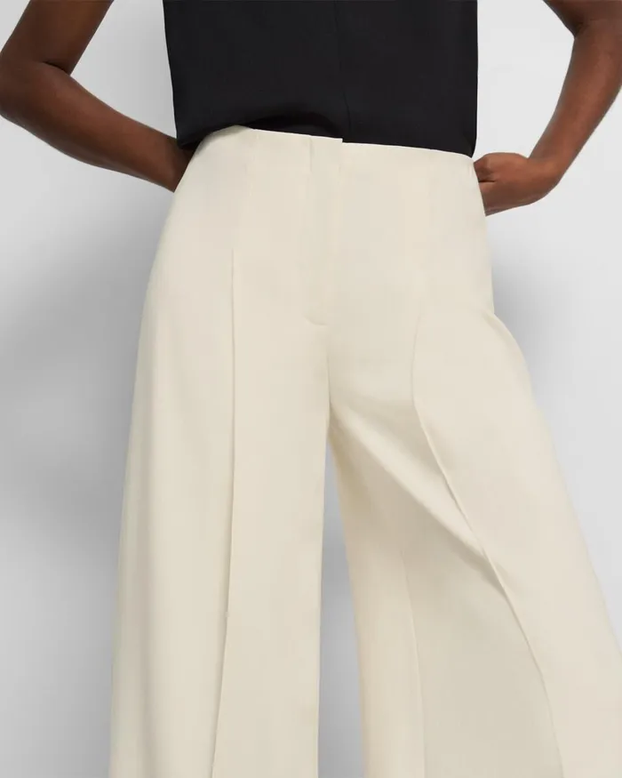 Women Theory Pants Pleated WideLeg Pant In Admiral Crepe Rice