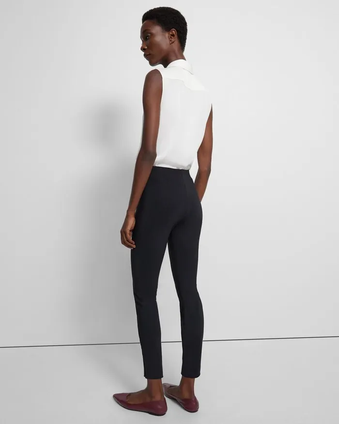 Women Theory Pants Seamed Slit Legging In Precision Ponte Black