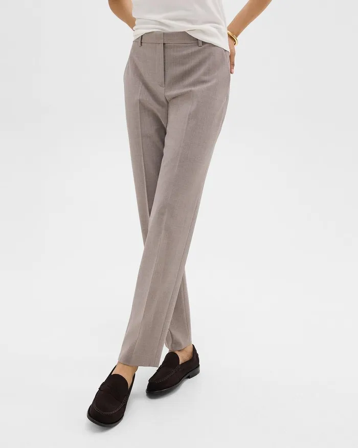 Women Theory Pants Treeca Full Length Pant In Good Wool Cinder Melange