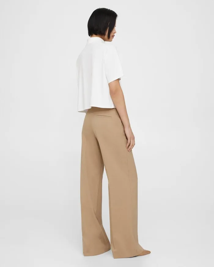 Women Theory Pants WideLeg Pant In Textured Gabardine Palomino