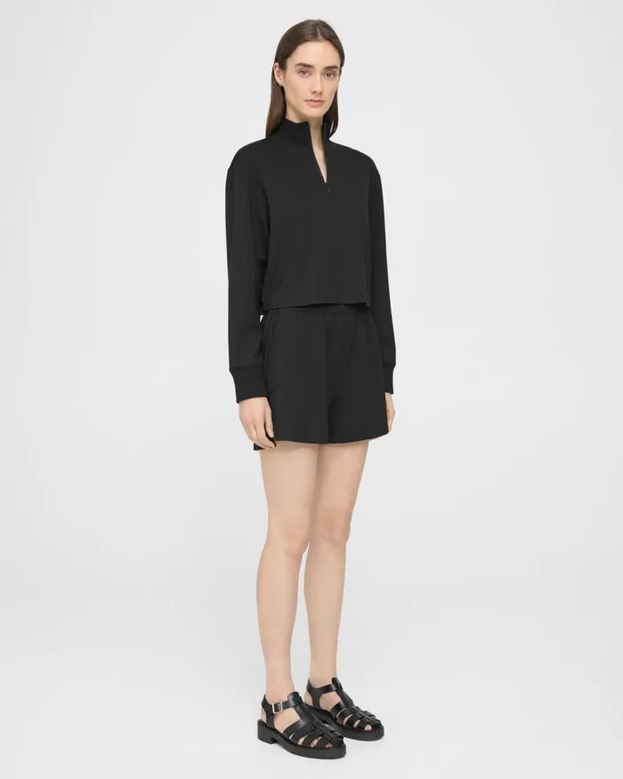 Women Theory Shorts Mini PullOn Short In DoubleKnit Jersey Black
