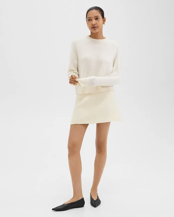 Women Theory Sweaters Cardigans Cropped Sweater In Cashmere Ivory