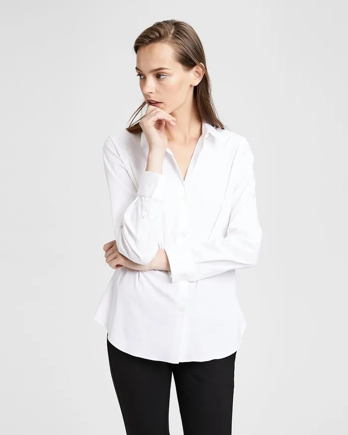 Women Theory Tops Classic Shirt White