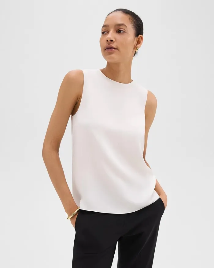Women Theory Tops Shell Top In Silk Georgette Ivory