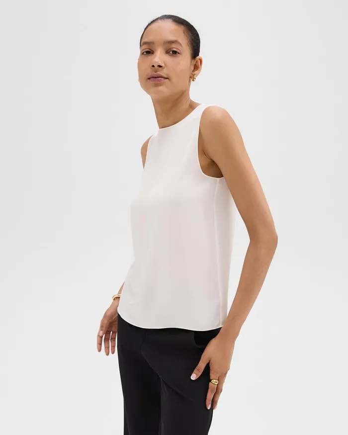 Women Theory Tops Shell Top In Silk Georgette Ivory