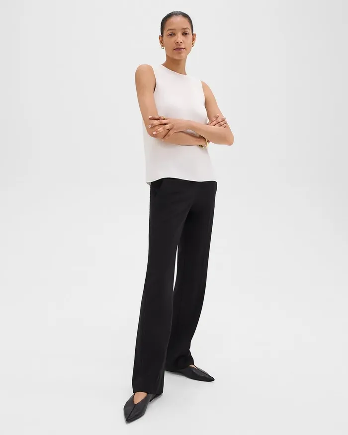 Women Theory Tops Shell Top In Silk Georgette Ivory