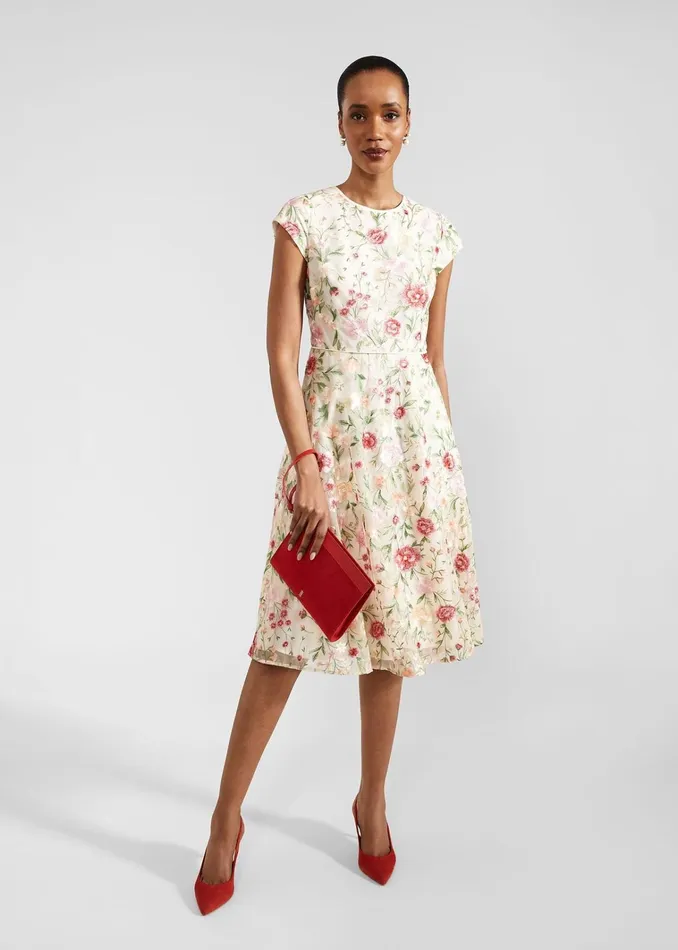 Women Tia Embroidered Dress Cream Multi Hobbs Dresses and Jumpsuits
